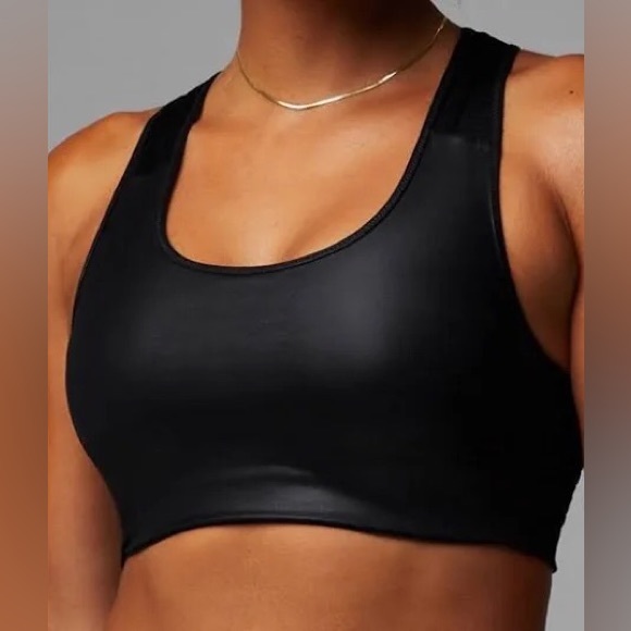 Fabletics Other - Fabletics Faux Leather Harlyn Midi medium impact sports bra | NWT!